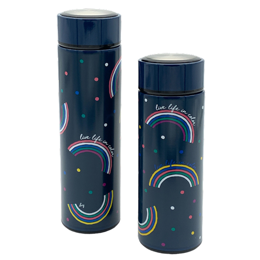 Lug 12oz & 16oz Insulated Water Bottles Chuggie Rainbow Navy -Set of 2